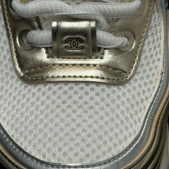 CHANEL White and Gold Sneaker - Picture 11 of 15